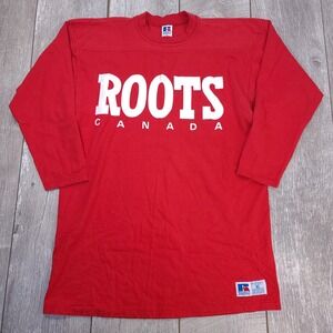 Russell Athletic Roots Canada Shirt Mens XL Red Vintage Long Sleeve Jersey USA